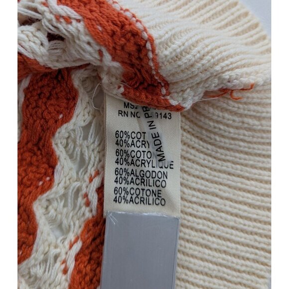 Frnch Paris Crochet Cropped Sweater Vest Orange & Cream Size M/L BNWT - Picture 7 of 8